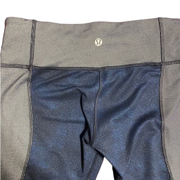 Lululemon Sashiko Stitch Denim Wunder Under Crop Leggings Size 6 - Picture 3 of 10